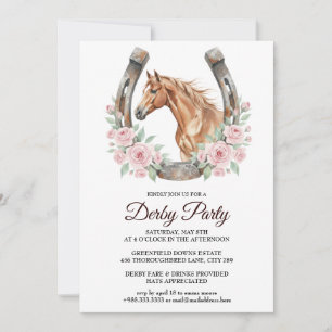 Derby-Party-Einladung mit Pferd- und Blumenkunst Einladung