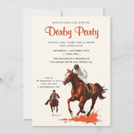 Derby Party Equestrian Einladung (Vorderseite)