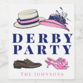 Derby Party Hat Shows Fashion Preppy Navy Weinetikett (Einzelnes Label)