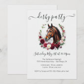  Derby Party Invitation Card with Floral Einladung (Vorne/Hinten)