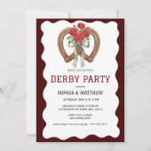 Derby Party Invitation Rustic Horseshoe Roses Einladung (Vorderseite)