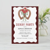 Derby Party Invitation Rustic Horseshoe Roses Einladung (Stehend Vorderseite)