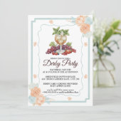 Derby Party Invitation with Horse & Floral Art Einladung (Stehend Vorderseite)