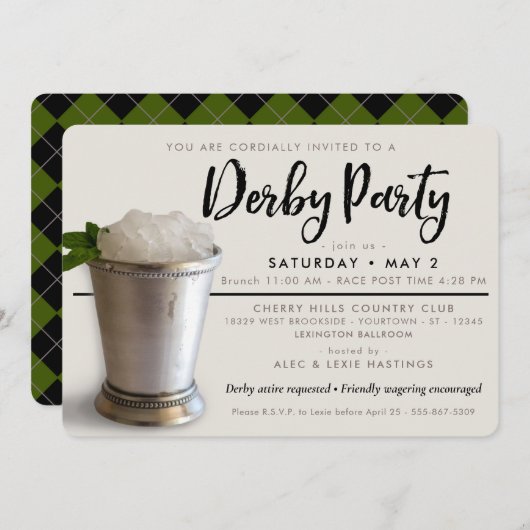 Derby Party | Minze Julep Einladung (Vorne/Hinten)