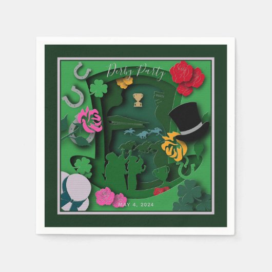 Derby Party Paper Cutout Effect Serviette (Vorderseite)