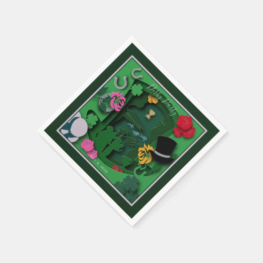 Derby Party Paper Cutout Effect Serviette (Ecke)