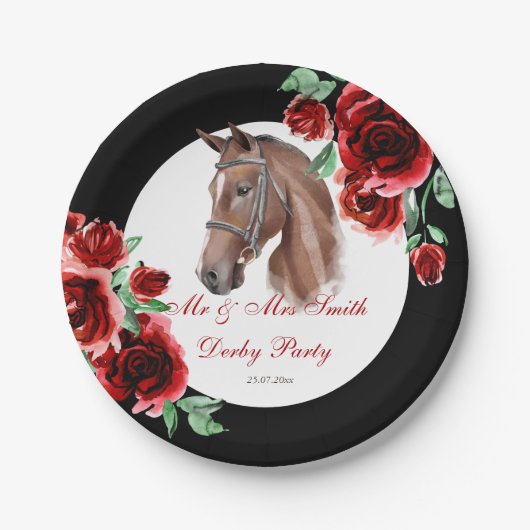 Derby Party Reitpferd Party personalisiert Pappteller (Vorderseite)