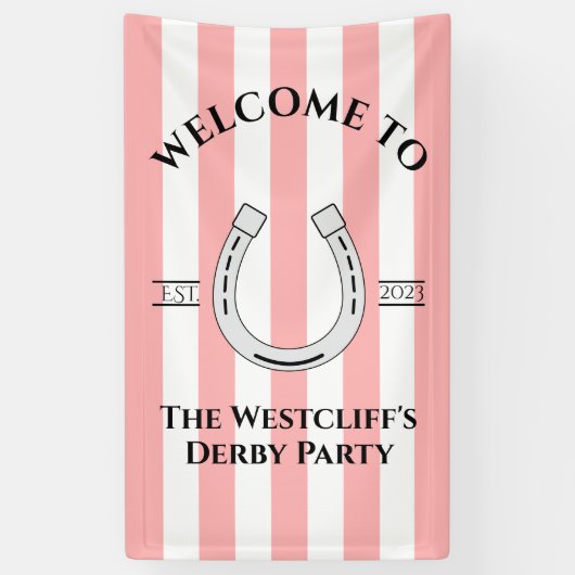 Derby-Party-Rosa-Streifen-Hufeisen-vertikal-Willko Banner (Vertikal)