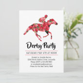Derby Party Rote Rosen Racehorse Einladung (Stehend Vorderseite)