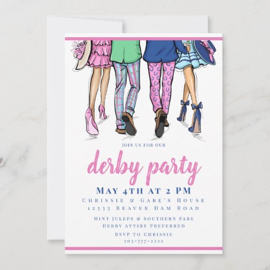 Derby Party Stilvolle Paare Preppy Racing Einladung (Vorderseite)