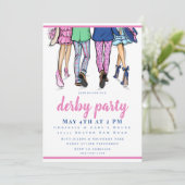 Derby Party Stilvolle Paare Preppy Racing Einladung (Stehend Vorderseite)