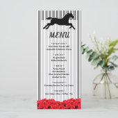 Derby Racehorse and Rose Brautparty Menükarte (Stehend Vorderseite)