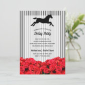 Derby Racehorse Silhouette und Rose Party Einladung (Stehend Vorderseite)