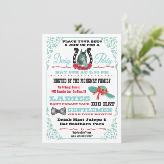 Derby Racing Party Einladung (Stehend Vorderseite)