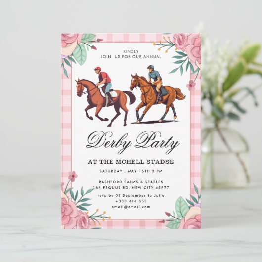 Derby Racing Party Einladung (Stehend Vorderseite)