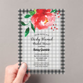 Derby Rose Gingham Brautparty Acryleinladungen (Insitu (Handheld))