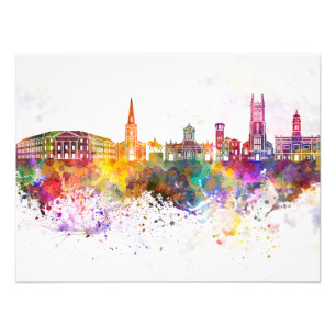 Derby skyline im Watercolor background Fotodruck