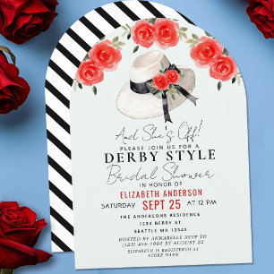 Derby Style Big Hat Rose Brautparty Bogen Einladung
