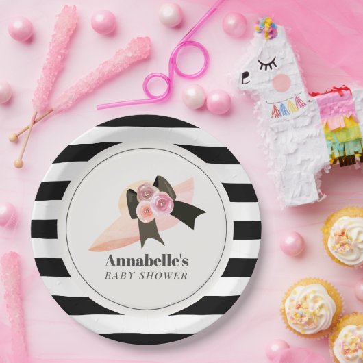 Derby Style Big Pink Hat Rose Baby Dusche Pappteller (Party)