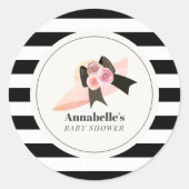 Derby Style Big Pink Hat Rose Baby Dusche Runder Aufkleber (Vorderseite)