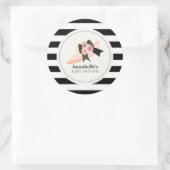 Derby Style Big Pink Hat Rose Baby Dusche Runder Aufkleber (Tasche)