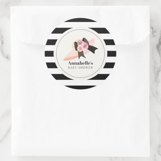 Derby Style Big Pink Hat Rose Baby Dusche Runder Aufkleber (Tasche)