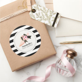 Derby Style Big Pink Hat Rose Baby Dusche Runder Aufkleber