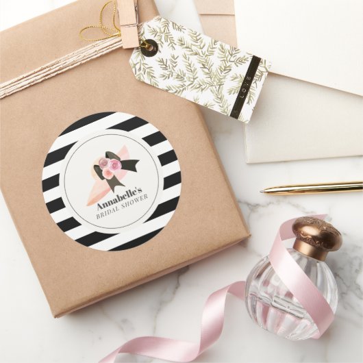 Derby Style Big Pink Hat Rose Brautparty Runder Aufkleber (Schenken)