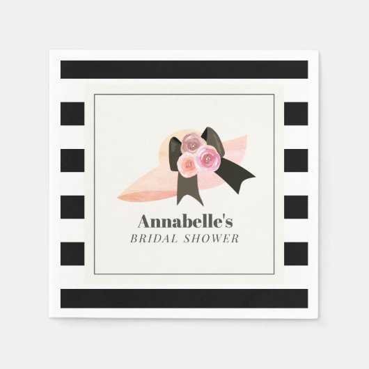 Derby Style Big Pink Hat Rose Brautparty Serviette (Vorderseite)