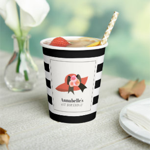 Derby Style Big Red Hat Rose 1. Geburtstag Pappbecher