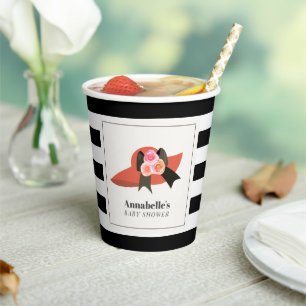 Derby Style Big Red Hat Rose Baby Dusche Pappbecher