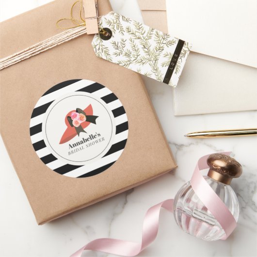 Derby Style Big Red Hat Rose Brautparty Runder Aufkleber (Schenken)