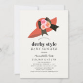 Derby Style Red Hat Rose Baby Shower Einladung (Vorderseite)