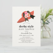 Derby Style Red Hat Rose Baby Shower Einladung (Stehend Vorderseite)