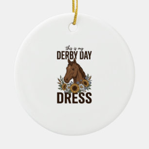 Derby-Tag-Kleid Vintage-Pferd-Blumen-Shirt-Design Keramik Ornament