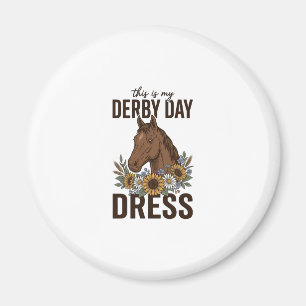 Derby-Tag-Kleid Vintage-Pferd-Blumen-Shirt-Design Magnet