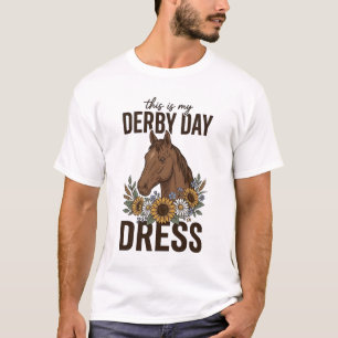 Derby-Tag-Kleid Vintage-Pferd-Blumen-Shirt-Design T-Shirt