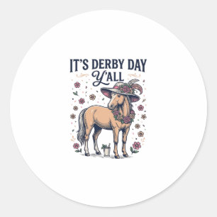 Derby-Tag Y’all Pferd Blumenhut Runder Aufkleber