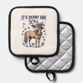 Derby Tag Y’all Pferd Blumenhut Topflappen (Vorderseite/Rückseite)