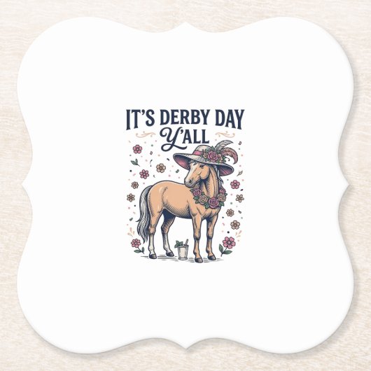 Derby-Tag Y’all Pferd Blumenhut Untersetzer (Vorderseite)