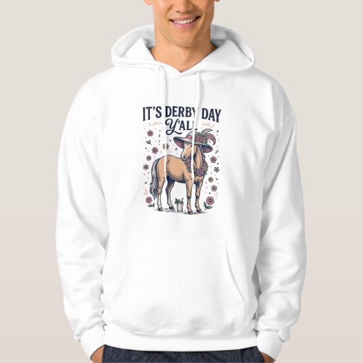 Derby-Tag Y'all Pferd Blumenhut Hoodie (Vorderseite)