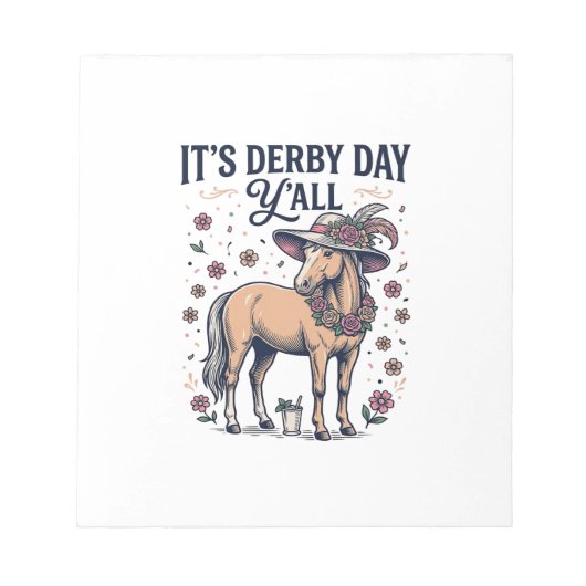 Derby-Tag Y'all Pferd Blumenhut Notizblock (Vorderseite)