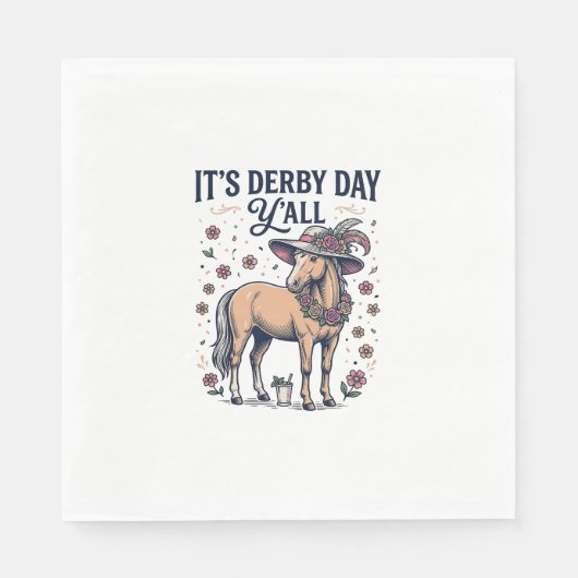 Derby-Tag Y'all Pferd Blumenhut Serviette (Vorderseite)