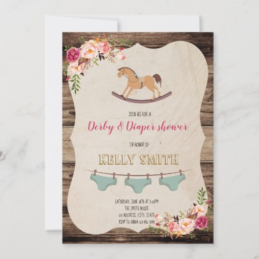 Derby und Windeln Party Einladung (Vorderseite)