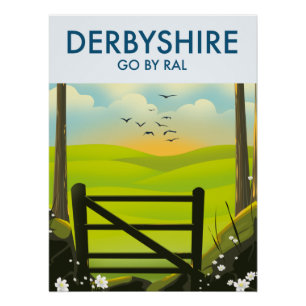 Derbyshire Landschaft Reiseplakat Poster