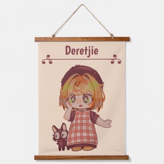 Deretjie, meisje chibi. wandteppich mit holzrahmen (Vorderseite)