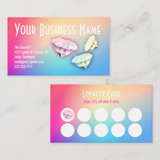 Dermal Piercing einzigartig Custom Loyalty Punch Visitenkarte (Vorne/Hinten)