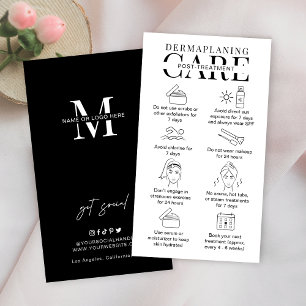 Dermaplaning Aftercare Instructions Minimal Salon Visitenkarte