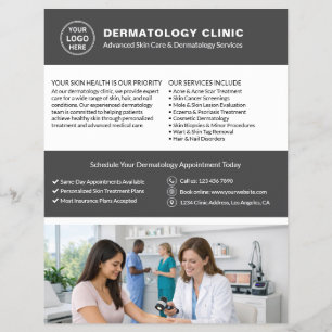 Dermatologe Dermatologie Klinik Logo QR Grau Flyer