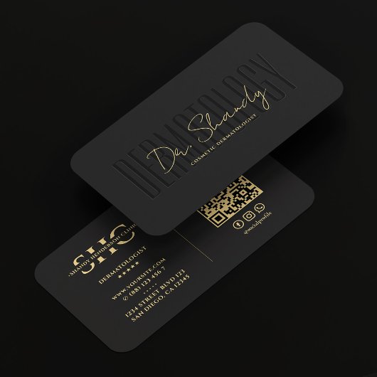 Dermatologe EleganBlack Gold Monogram Modern Visitenkarte
